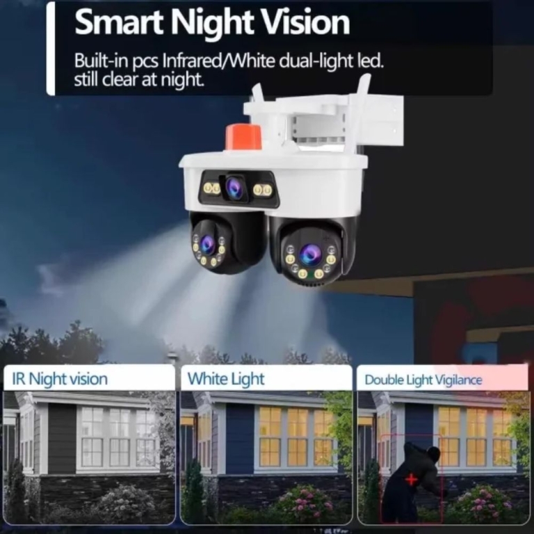 product-image-1 Κάμερα Ασφαλείας WiFi με Διπλή Αντένα, Τριπλούς Φακούς και LED - Image 1